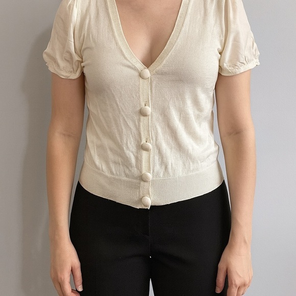 Burberry Tops - Burberry London Y2K  Women's Silk Blend Cream Button-Up Top Size 44 M/L
